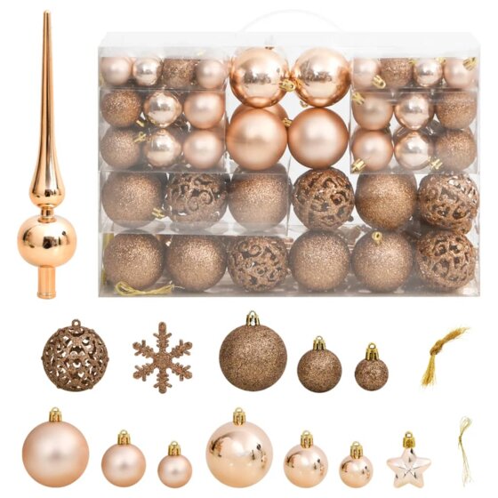 111-tlg. Weihnachtskugel-Set Rosegold Polystyrol - 1