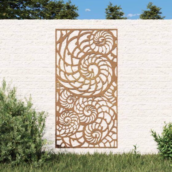 Garten-Wanddeko 105x55 cm Cortenstahl Muschel-Design - 1