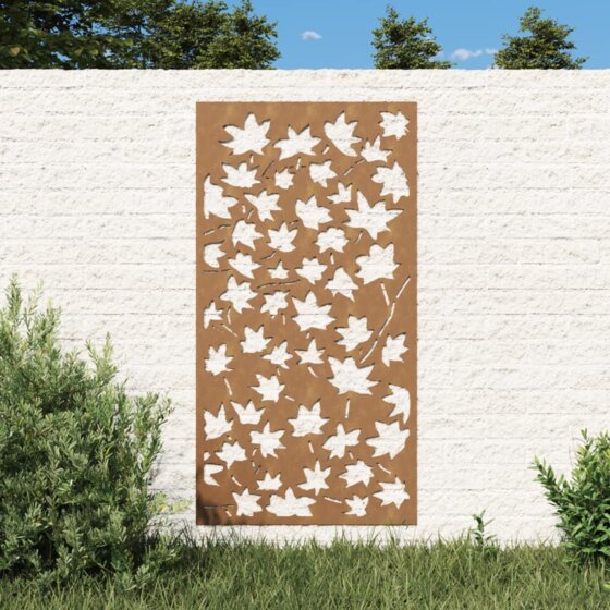 Garten-Wanddeko 105x55 cm Cortenstahl Ahornblatt-Design - 1