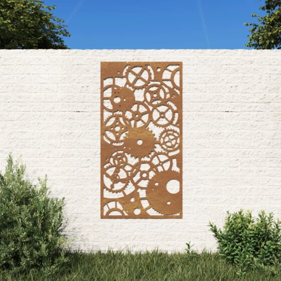Garten-Wanddeko 105x55 cm Cortenstahl Zahnrad-Design - 1