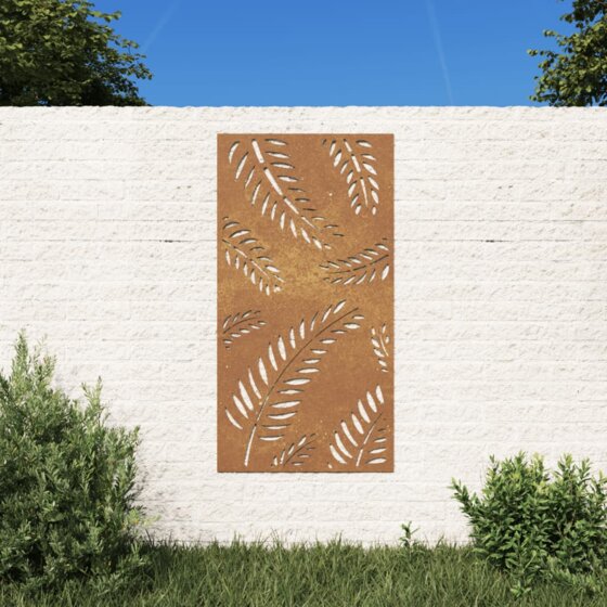 Garten-Wanddeko 105x55 cm Cortenstahl Blatt-Design - 1