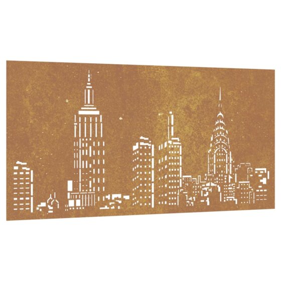 Garten-Wanddeko 105x55 cm Cortenstahl Skyline-Design - 2