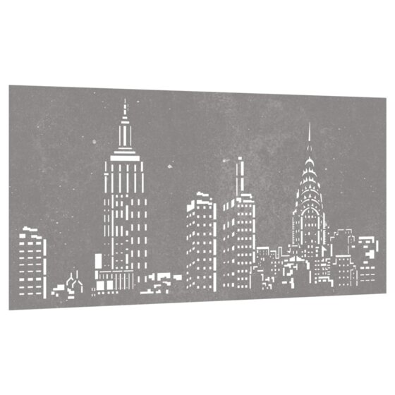 Garten-Wanddeko 105x55 cm Cortenstahl Skyline-Design - 3