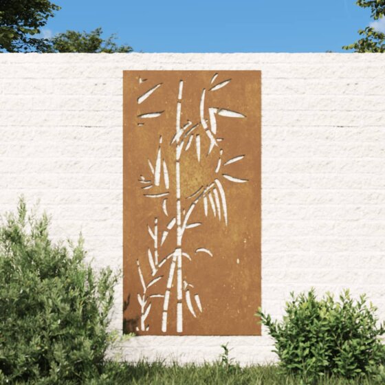 Garten-Wanddeko 105x55 cm Cortenstahl Bambus-Design - 1