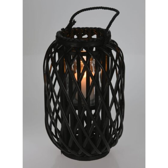 H&S Collection Laterne 40x26 cm Schilfrohr Schwarz - 1