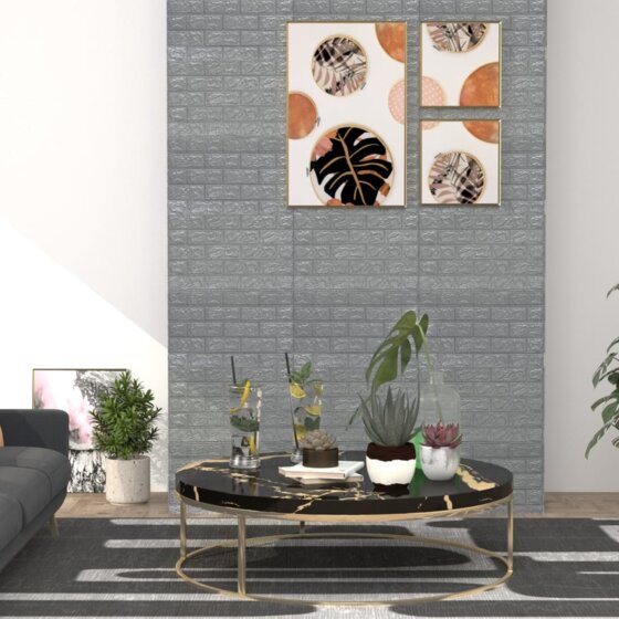 3D Tapete Ziegelstein Selbstklebend 10 Stk. Anthrazit - 1