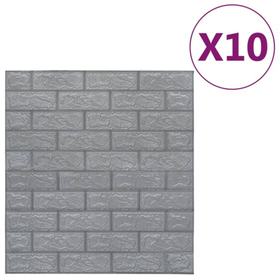 3D Tapete Ziegelstein Selbstklebend 10 Stk. Anthrazit - 2