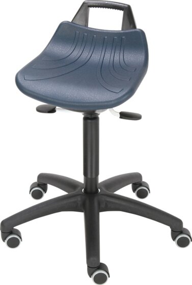 Drehhocker m.Rollen PU-Schaum blau Sitz-H.520-710mm - 3