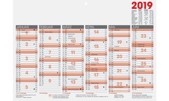 Glocken Tischkalender "Tafelkalender", 2019, DIN A4 quer (6280048) - 2