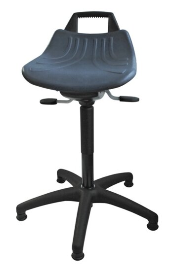 Drehhocker m.Rollen PU-Schaum blau Sitz-H.520-710mm - 1