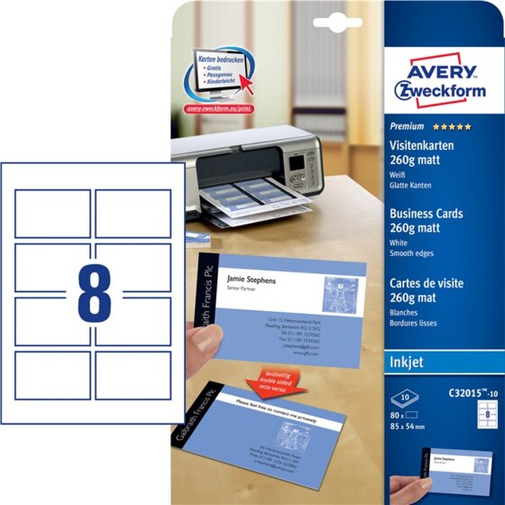 Avery Zweckform Visitenkarte C32015-10 DIN A4 10 St./Pack.