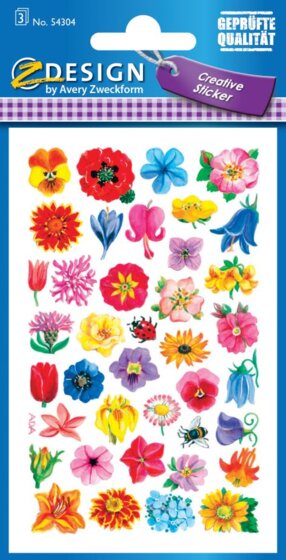 CRE Flower Sticker kl Blüten Papier 3Bg 54304 - 1