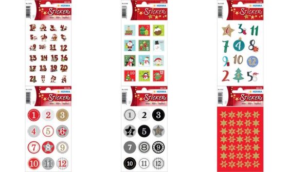 HERMA Weihnachts-Sticker DECOR Adventskalenderzahlen Kinder (6501723)