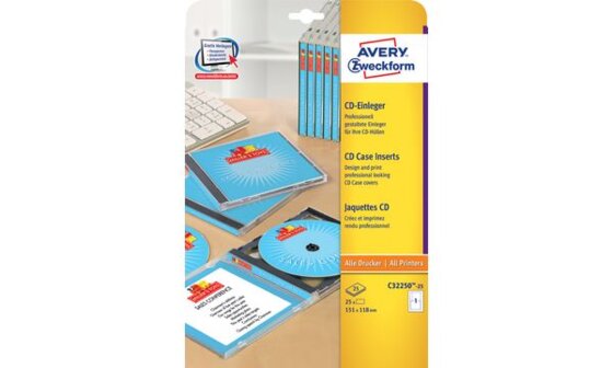 AVERY Zweckform CD-Einleger für Jewel Cases, weiß (72032250)