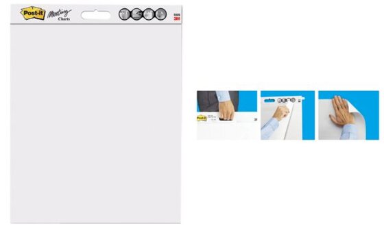 3M Post-it Meeting-Chart, 635 x 762 mm, weiß, kariert (8007704) - 1