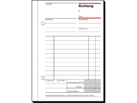 sigel Formularbuch "Rechnung", fortlaufende Nummerierung (8200105)
