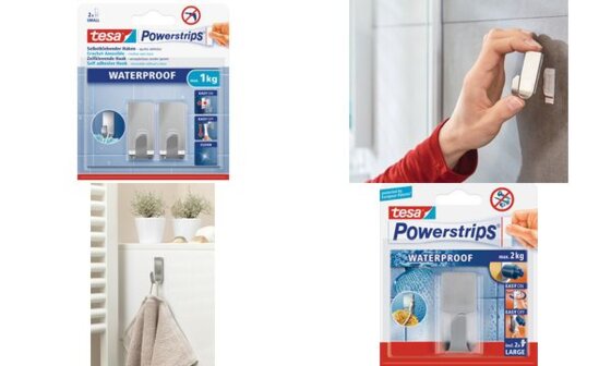 tesa Powerstrips Haken ZOOM WATERPROOF Large, Metall, silber (8759707)