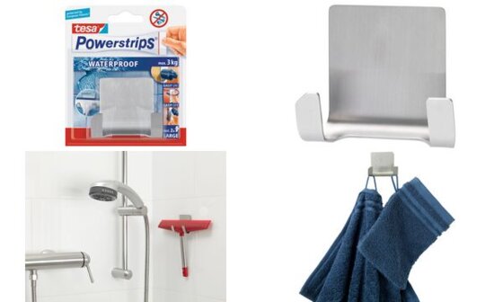 tesa Powerstrips Duo-Haken WAVE" WATERPROOF, aus Edelstahl (8759710)