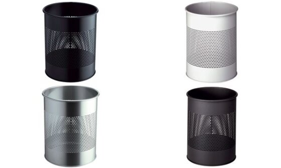 DURABLE Papierkorb METALL, rund, 15 Liter, metallic silber (9331023)