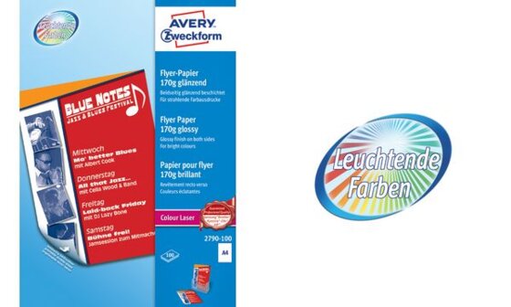 AVERY Zweckform Flyer-Papier, DIN A4, 170 g/qm, weiß (72047901)