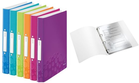 LEITZ Ringbuch WOW, DIN A4, PP, pink-metallic, 4 Ringe (80425823)