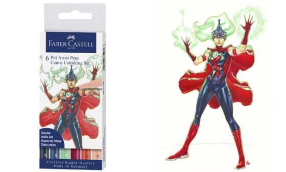 FABER-CASTELL Tuschestift PITT artist pen, 6er Etui Comic (5661308)