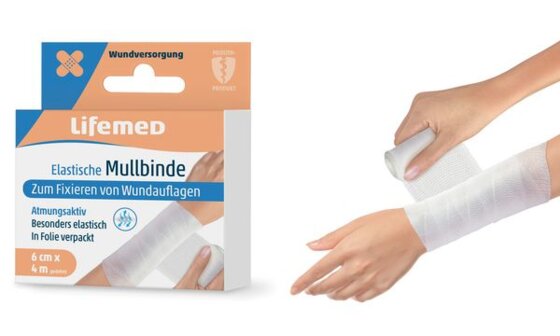 Lifemed Mullbinde elastisch, wei&szlig;, 60 mm x 4,0 m (6499021)
