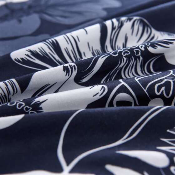2-tlg. Bettwäsche-Set Blumenmuster 140x220/60x70 cm Marineblau - 2