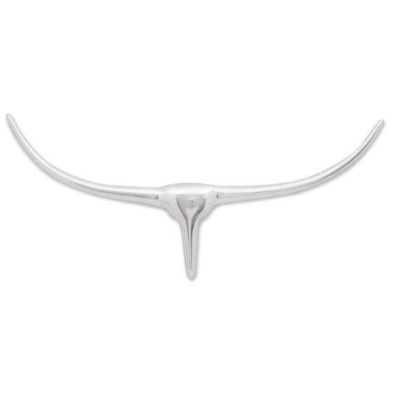Aluminium Wanddekoration Stierkopf Geweih Silber 72 cm - 3