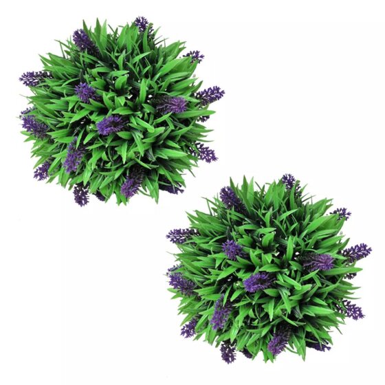 2x Buchsbaum Kugel Buchskugel Kunstpflanze mit Lavendel 28 cm - 1