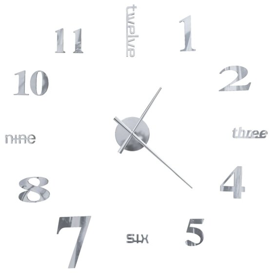 3D-Wanduhr Modernes Design 100 cm XXL Silbern - 3