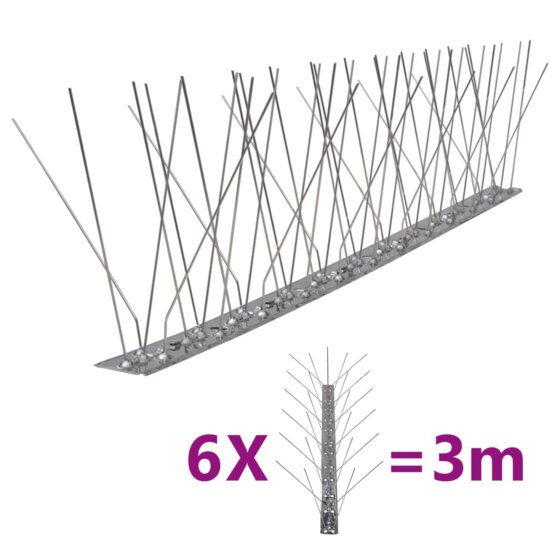 5-reihige Edelstahl Vogel- & Taubenabwehr-Spikes 6er Set - 1