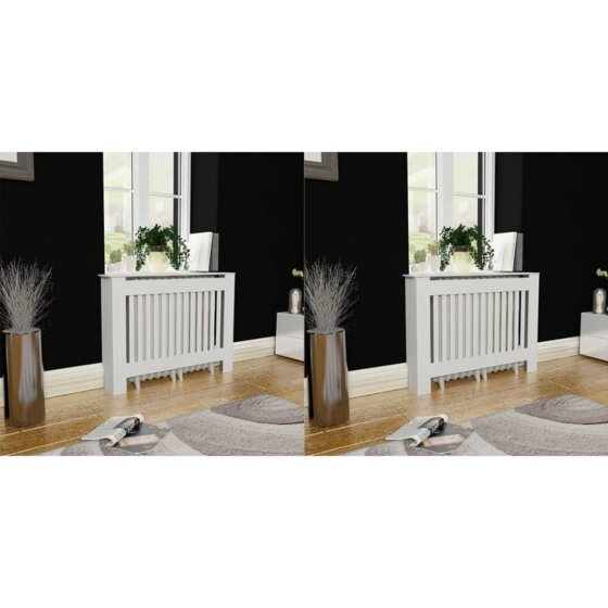 Heizkörperabdeckung 2 Stk. Weiß MDF 112 cm - 1