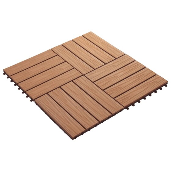 11 Stk. Terrassenfliesen geprägtes WPC 30x30cm 1qm Teak Farbe - 2