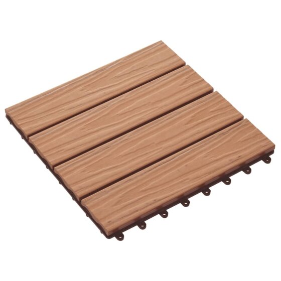 11 Stk. Terrassenfliesen geprägtes WPC 30x30cm 1qm Teak Farbe - 3