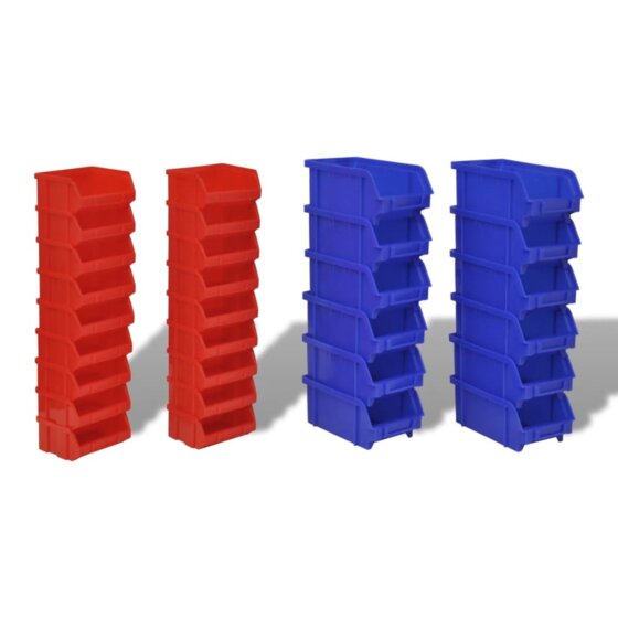 30 teiliges Wandregal Lagerregal Steckregal Blau Rot Werkstatt - 3