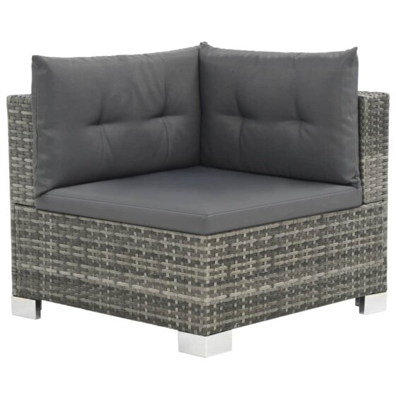 10-tlg. Garten-Lounge-Set mit Auflagen Poly Rattan Grau - 2