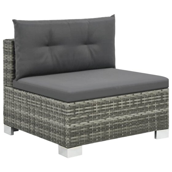 10-tlg. Garten-Lounge-Set mit Auflagen Poly Rattan Grau - 3