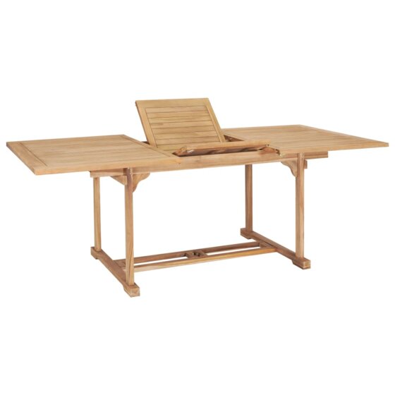 Ausziehbarer Esstisch 150-200 x 100 x 75 cm Massivholz Teak - 1