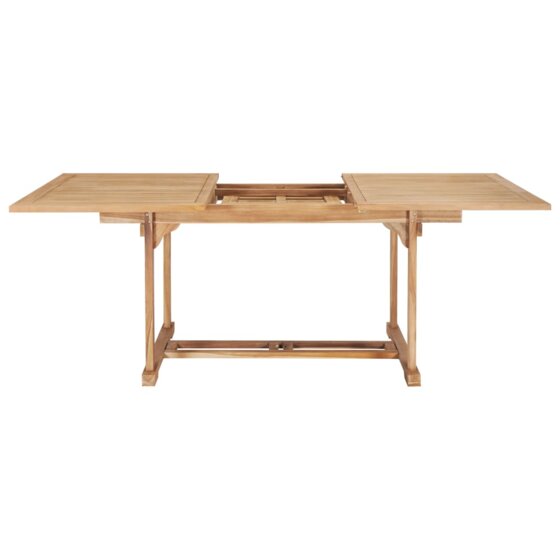 Ausziehbarer Esstisch 150-200 x 100 x 75 cm Massivholz Teak - 3