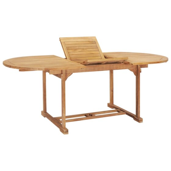 Ausziehbarer Esstisch 150-200 x 100 x 75 cm Massivholz Teak - 1