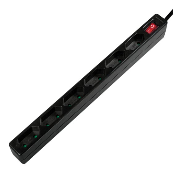 LogiLink Steckdosenleiste 6-fach mit Schalter, schmal, 1,5m, schwarz - 1
