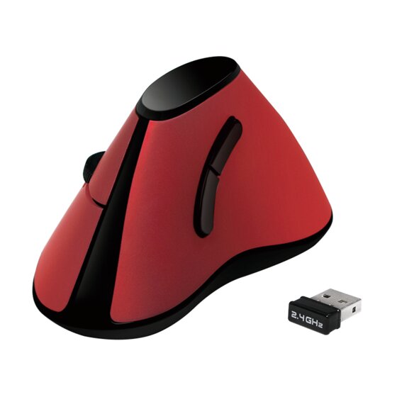 Typhoon Ergonomische Funk-Maus, vertikal, 2.4 GHz, 1200 dpi, rot - 1
