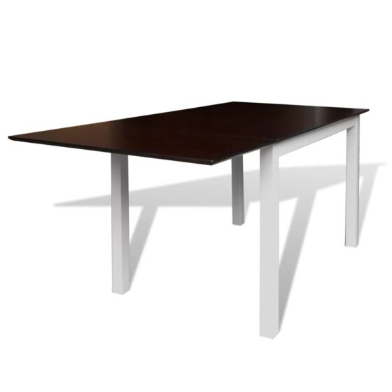 Ausziehbarer Esstisch Gummibaum-Holz Braun und Weiß 150 cm - 1