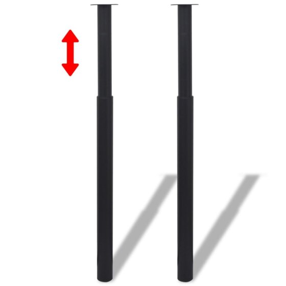 2 x Teleskopfuß Tischfuß Stützfuß Tischbein Schwarz 710 mm-1100 mm - 1