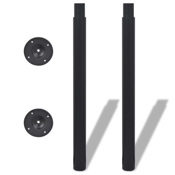 2 x Teleskopfuß Tischfuß Stützfuß Tischbein Schwarz 710 mm-1100 mm - 2
