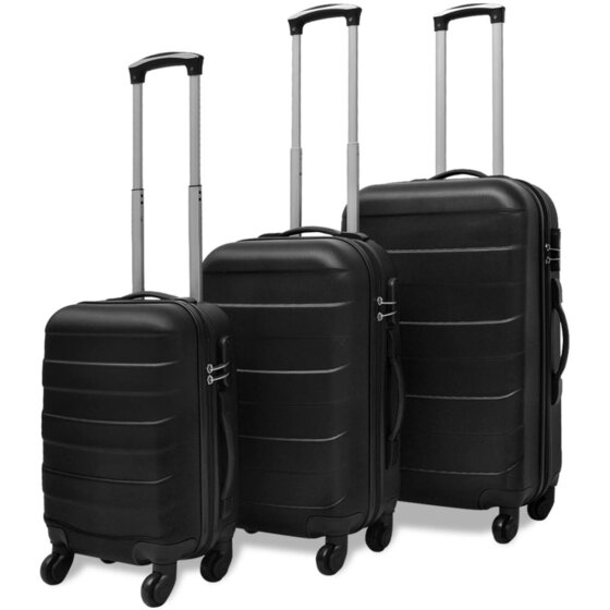 3-tlg. Hartschalen-Reisekoffer-Set Trolley Schwarz - 1