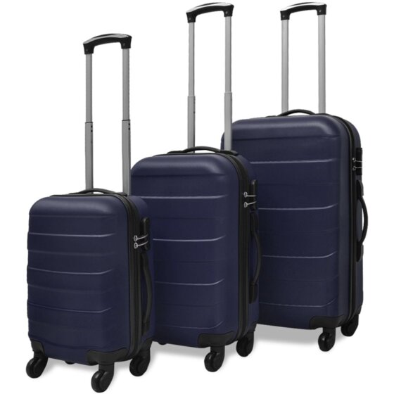 3-tlg. Hartschalen-Reisekoffer-Set Trolley Blau - 1