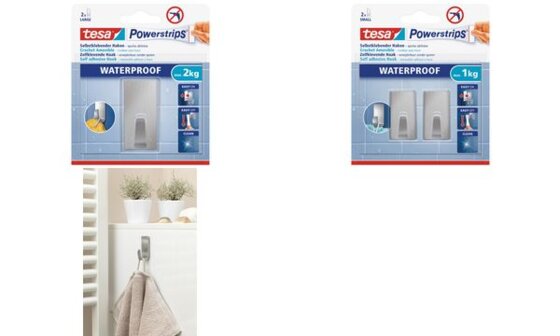 tesa Powerstrips Haken WATERPROOF Small Metall, rechteckig (8759780)