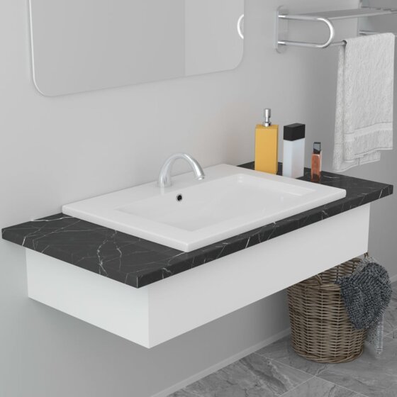 Einbauwaschbecken 61x39,5x18,5 cm Keramik Weiß - 1